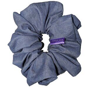 3/$12 large dark blue denim scrunchies Lucky Brand denim hand crafted